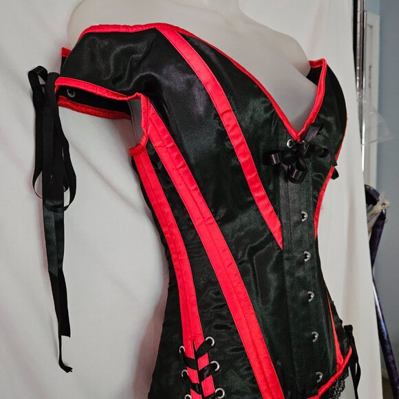 NWT S Vintage Victorian Handmade Tight Lacing Low V off the shoulder CORSET - Picture 5 of 15